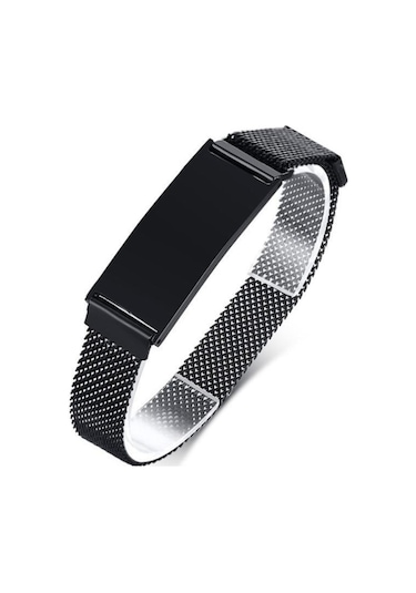 Takı Dükkanı Spotify Şarkı Kodlu Hasır Kordonlu Siyah Çelik Erkek Bileklik Scb10sc Siyah