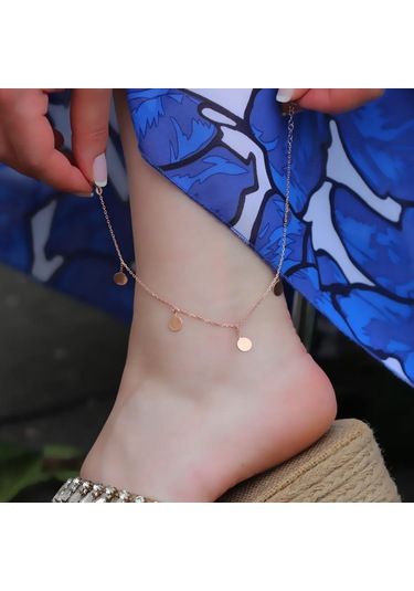 Rose Gold Kaplama Gümüş Para Halhal Gümüş