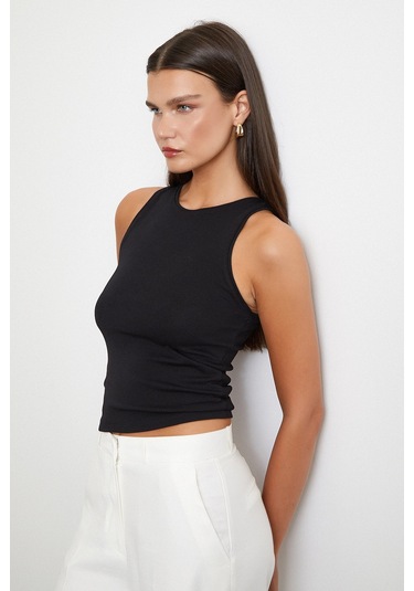 Basic Crop Top Siyah Siyah