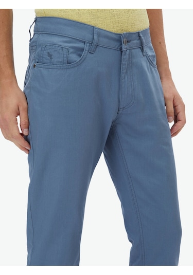Kip Koyu Mavi Denim Slim Fit Casual Pamuk Karışımlı Pantolon Koyu Mavi