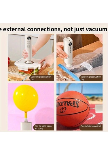 Honeybeeshop Siyah Gıda Koruma Kompakt Usb Vakum Sızdırmazlık Cihazı Otomatik Çalışma Dijital Ekran 62kpa Emiş Şişirme Çıkarma Su Depolama
