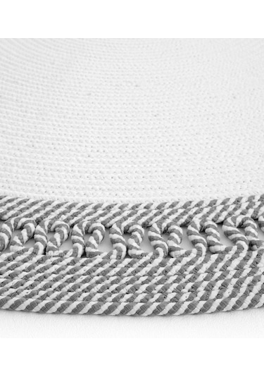 Cool Halı Luke 874 Beyaz Yuvarlak Halı Bohem Örgü Hasır Kilim Dekoratif Mutfak Balkon Banyo Halısı