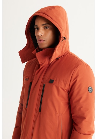 Ac&Co / Altınyıldız Classics Erkek Kıremıt Standart Fit Normal Kesim Kapüşonlu Mont Kıremıt Kiremit