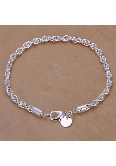 Kadın Bilezik Halat Bükülmüş Stil El Zinciri Bilezik Fasion Gümüş