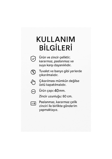 Siyah Hilye-i Şerif Yazılı Paslanmaz Kararmaz Çelik Kolye Çelik Zincir Unisex Siyah