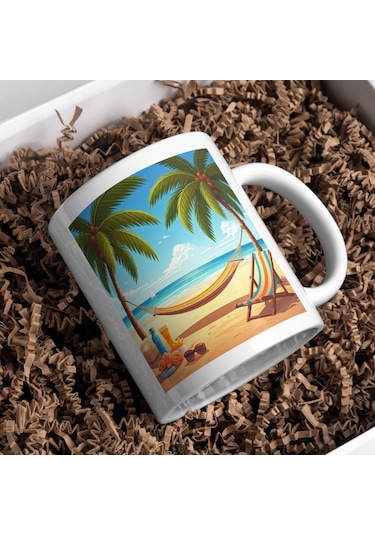 Plaj Keyfi Temalı Baskı Kupa Bardak