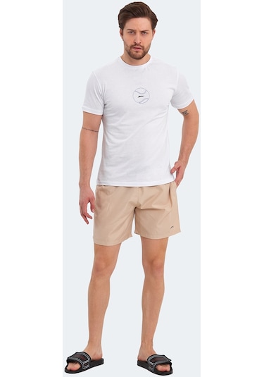 Slazenger RATING KTN Erkek Cepli Deniz Şortu Bej Mayo