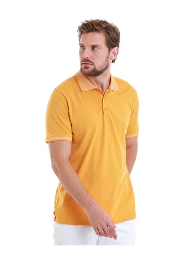 Hardal Regular Fit Düz Polo Yaka Pamuklu Tişört 35361023c007 065 Hardal