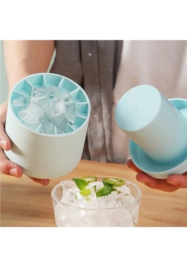 Wondernest Yuvarlak Yaz Yapımı Silikon Sarı Mavi Küpü Kovası Kalıp Jialan Ev Buz Buz + Sc Mavi - Sarı