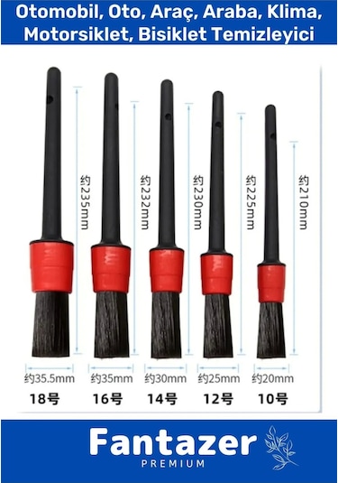 Özel Üretim Pratik Islak Kuru Otomobil Oto Araç Araba Klima Temizlik Detay Fırçası 5+1 Set