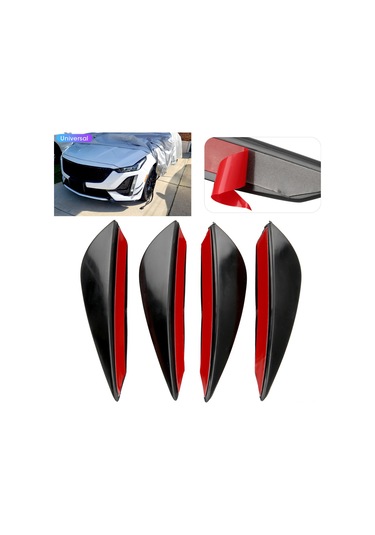 Lemestar Araba Ön Tampon Hava Bıçağı - Pvc Dayanıklı Spoiler - Rüzgar Direncini Azaltır - Genel Uyumlu Parlak Siyah