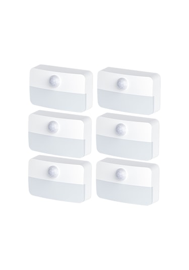 Geeroyoo Hareket Sensörlü Led Duvar Aydınlatması - 6'lı Paket, Pil Dahil Değil, Beyaz Işık, Kolay Kurulum, Enerji Tasarrufu Beyaz Işık