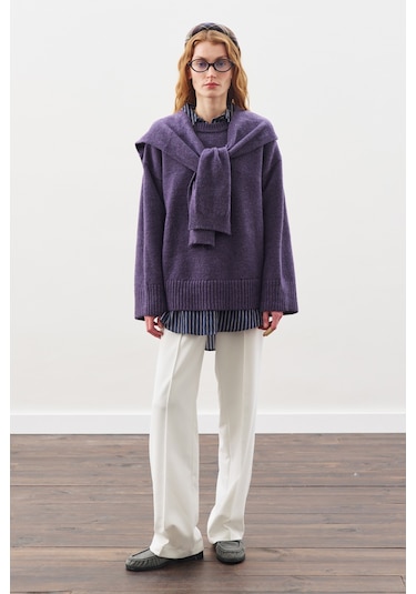 Chunky Oversıze Kazak Mor Mor