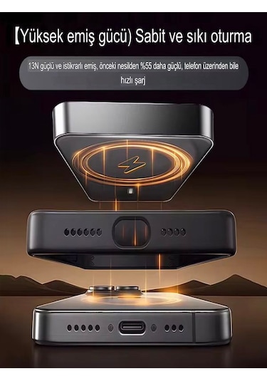 20w Hızlı Şarj Magsafe Powerbank 5000mah Taşınabilir Şarj Cihazı Type-c Giriş/çıkış Siyah