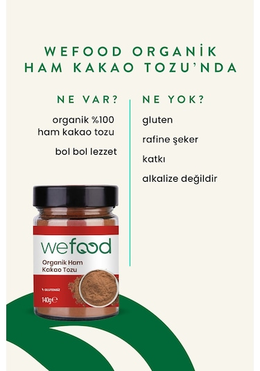 Wefood Organik Ham Kakao Tozu 140 gr.