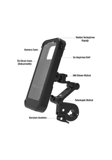 Ally Motosiklet Bisiklet İçin Su Geçirmez Gidon Bağlantılı Telef