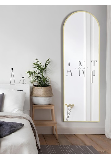 Dekoratif Ayna Oval Boy Ayna Duvar Aynası 180x60 Cm 180 X 60 Gold Antno25g Gold