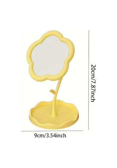 Willowhaven Çiçek Şeklinde Sarı Makyaj Aynası Yüksek Netlikte Ayarlanabilir Masa Dekorasyonu Sarı