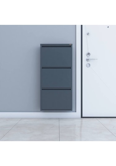 3'lü Metal Ayakkabılık - Antrasit Nocolor-440b3e40
