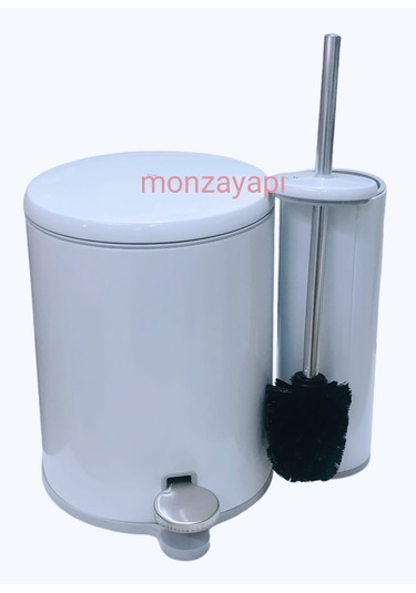 Prima Nova Çelik Çöp Kovası Soft Ve Wc Tuvalet Fırçası Beyaz