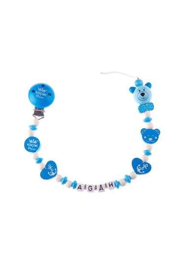 İsimli Emzik Zinciri - Emzik Askısı - Bebek Bez002 Çok Renkli