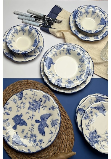 Tabak Evi Stoneware Flower Yemek Takımı 6 Kişilik 24 Parça
