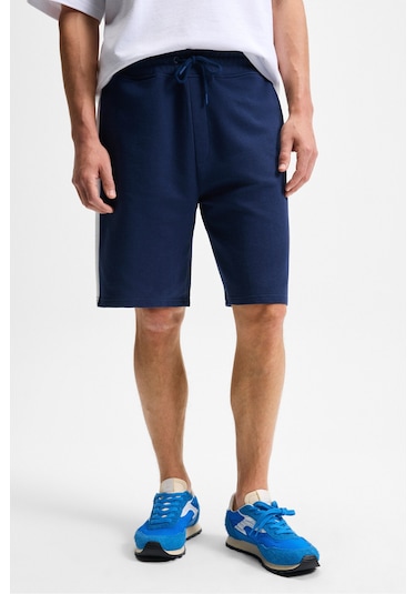 Grimelange KEPA Erkek Beli Lastikli Cepli Relaxed Fit Lacivert Şort
