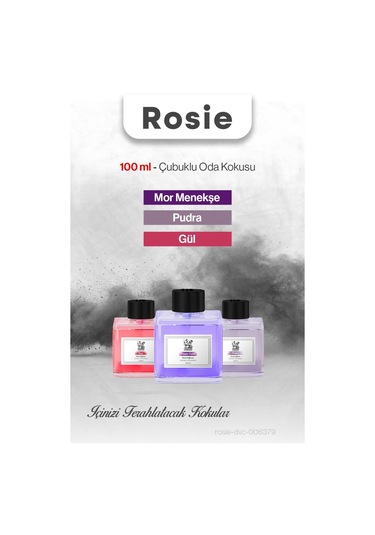 Rosie Gül, Mor Menekşe Ve Pudra 3'lü 100 Ml Çubuklu Oda Kokusu Fresh