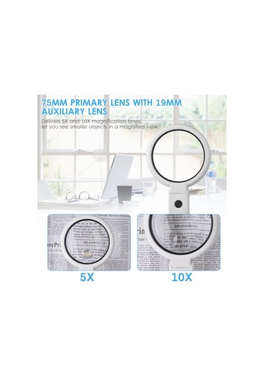 Urbannest 5x/10x El Tipi Masa Büyüteci, Led Işık Ve Stand, Usb İle Çalışan, Aydınlatmalı Büyüteç, El Sanatları Ve Hobi Aracı