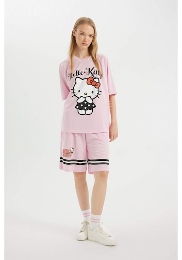 Defacto Coool Hello Kitty Loose Fit Şort D4219AX24HSPN614 Pembe