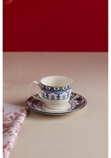 Karaca  x Ömür Akkor İznik Çini Kahve Fincanı ve Tabağı 90 ml
