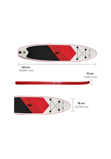 Cawooo Sup Şişme Sörf Tahtası Stand Up Paddle Board 78 320 15 Cm Kırmızı