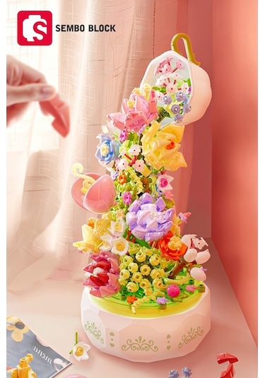 Sembo Block Huayan Cayı Muzikli Florist Seti 575 Parça Yapı Blokları