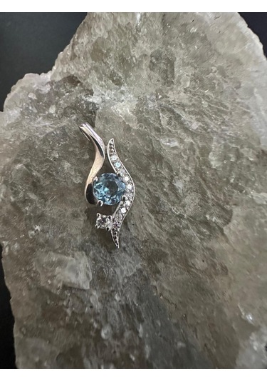 Göz Modeli Gümüş Set Takım Akuamarin Ve Zirkon Taşlı 925 Ayar