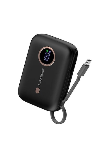 10.000 Mah Powerbank Dahili Type-c'li Powerbank: Dijital Ekran, Hızlı Şarj, 10000mah, Taşınabilir Siyah