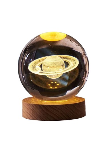 Prestigegoods Ay Lambası Galaksi Işığı 3 İnç 7 Renk Değiştiren Şeffaf Kristal Led Ay Işığı U Çok Renkli