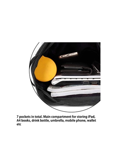 Kadınlar İçin Tuval Sırt Çantası Çanta - 15.7 İnç Laptop Çantası Siyah