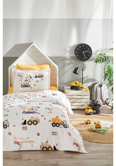 Özdilek Builder Tek Kişilik Lastikli Çarşaf Nevresim Takımı Çok Renkli