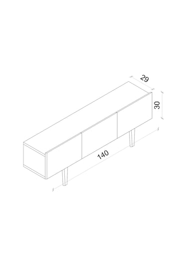 Capella Gri Mdf Country 3 Kapak Duvara Monte 140 Cm Tv Ünitesi