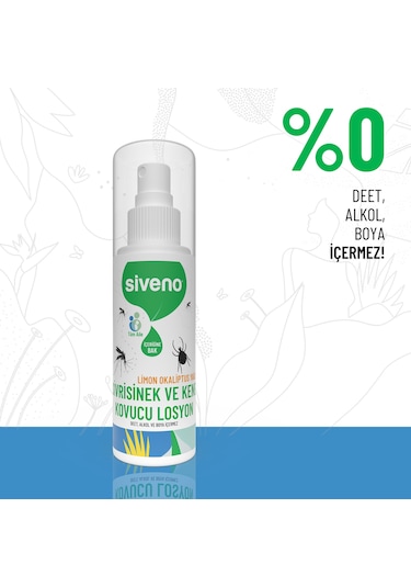 Siveno Sivrisinek ve Kene Kovucu Sprey Losyon Bitkisel Tüm Vücut İçin Aile Boy 100 ml