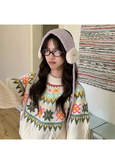 Primepickings 2025 Yeni Kore Tarzı Siyah Kulaklık, Kadın Kışlık Ayarlanabilir Kulak Koruyucu