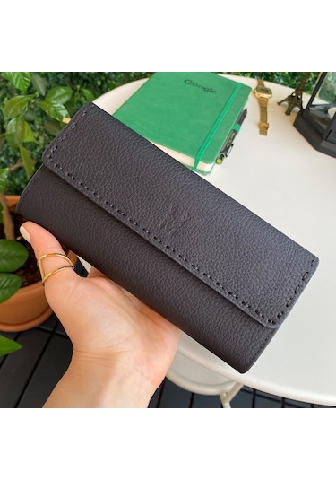 Modica Tampa - Hakiki Deri Mıknatıslı Telefon Bölmeli Bayan Cüzda Siyah