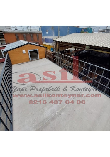 36 M² Loft Katlı,balkonlu, V Çatı + Verandalı Ahşap Desen Betopan