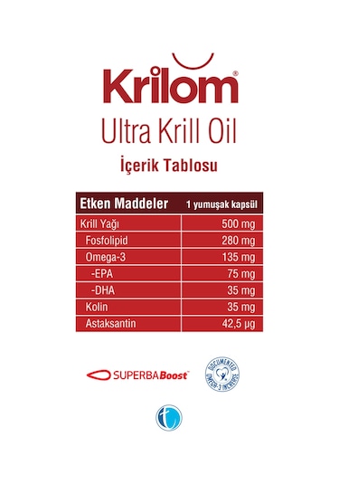 Krilom Ultra Krill Oil Takviye Edici Gıda 30 Yumuşak Kapsül