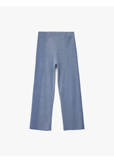 Koton Normal Bel Nervürlü Bol Paça Pantolon Mavi 6wak40034ek Mavi