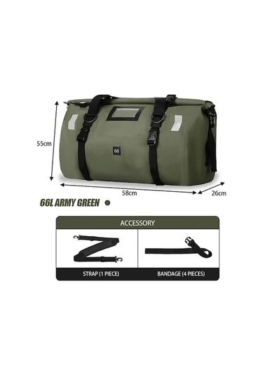 Evrensel 66l Motosiklet Su Geçirmez Kuyruk Çanta Kask Yeşil