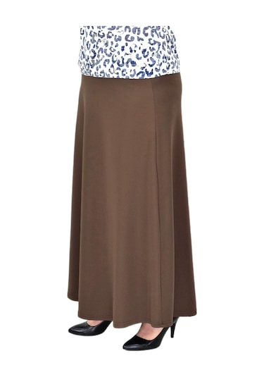Kadın Uzun Lastikli Kloş Etek Bgl-st04728 Açık Kahverengi