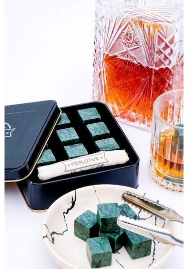 Perlotus Doğal Mermer Granit 9 Adet Viski Taşı Soğutma Taşı