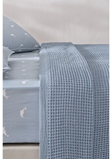 Puffy Arte Çift Kişilik Pike Takımı - Mavi