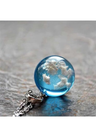 Hediye Vakti 3 Boyutlu Mavi Bulut Kolye Mm1871 Antik Gümüş